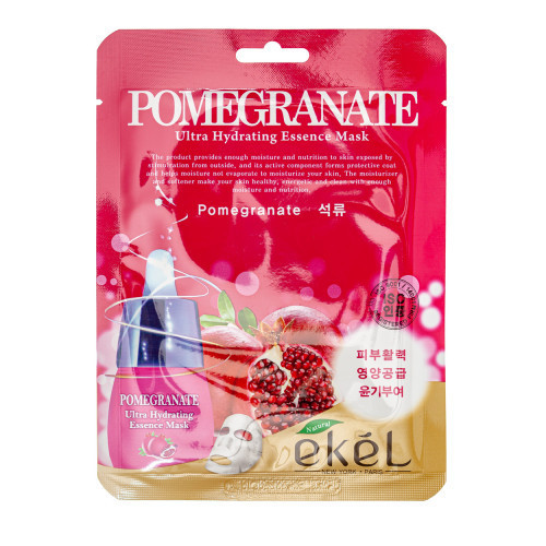 Ekel Ultra Hydrating Essence Mask Pomegranate Auduma liftinga maska pret grumbām ar granātābola ekstraktu 1gab.