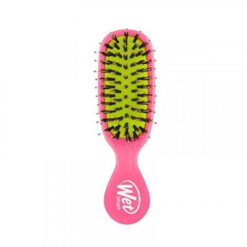 WetBrush Retail Mini Shine Enhancer Brush Ceļojumu matu suka ar mežacūkas sariem Pink