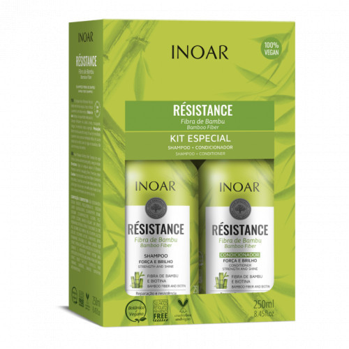 Inoar Resistance Fibra de Bambu Duo Kit Stiprinošs komplekts bojātiem matiem 2x250ml