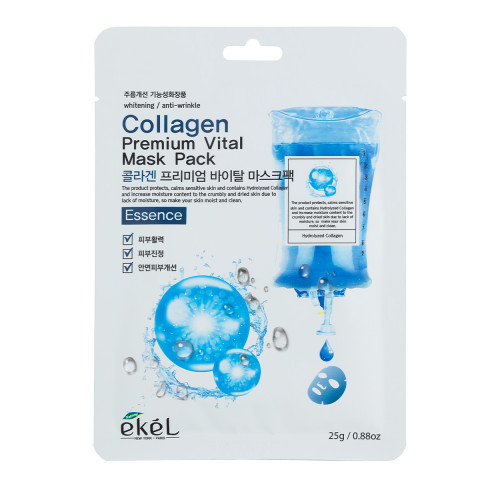 Ekel Collagen Premium Vital Mask Sejas maska ar kolagēnu 1gab.