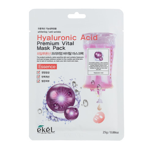 Ekel Hyaluronic Acid Premium Vital Mask Sejas maska ar hialuronskābi 1gab.