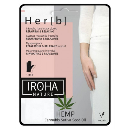 IROHA Hand Mask Gloves Cannabis Seed Oil Maska-cimdi rokām, nagiem, atjauno, relaksē, ar kaņepju eļļu 1 pair