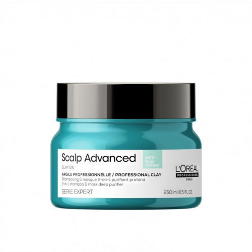 L'Oréal Professionnel Scalp Advanced Anti-Oiliness 2-In-1 Deep Purifier Clay Attīroša maska - šampūns taukainai galvas ādai 250ml