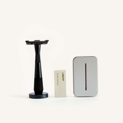 Leaf Shave Twig Single Edge Kit Komplekts ar viena asmeņa skuvekli Chrome