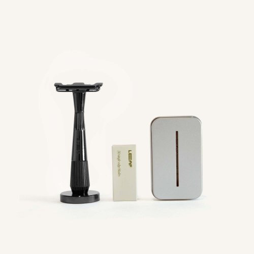 Leaf Shave Twig Single Edge Kit Komplekts ar viena asmeņa skuvekli Chrome