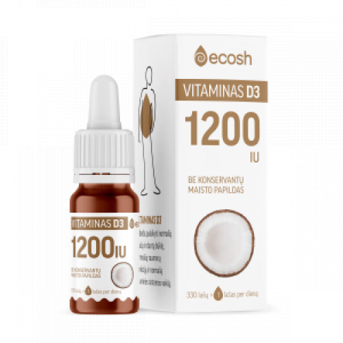 Ecosh Vitamin D3 With Coconut Vitamīns D3 ar kokoseļļu 1200IU 10ml