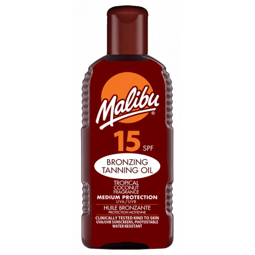 Malibu Bronzing and Tanning Oil With SPF15 Aizsargājoša bronzas iedeguma eļļa 200ml