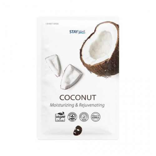 STAY WELL Climate Neutral Moisturizing & Rejuvenating Sheet Mask Coconut Mitrinoša un atjaunojoša sejas maska 1gab.