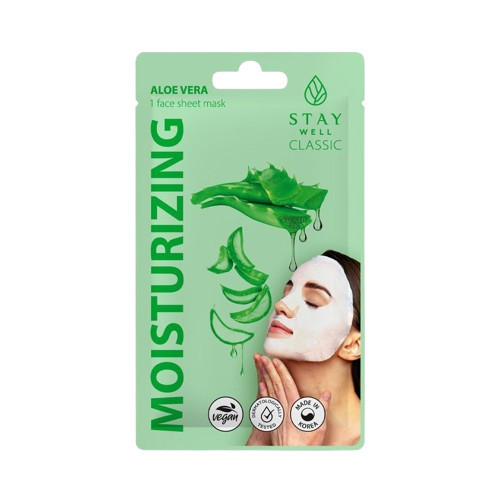 STAY WELL Classic Mask Moisturizing Aloe Vera Mitrinoša sejas maska 1gab.