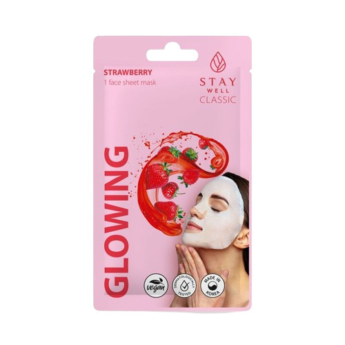 STAY WELL Classic Mask Glowing Strawberry Izgaismojoša sejas maska 1gab.