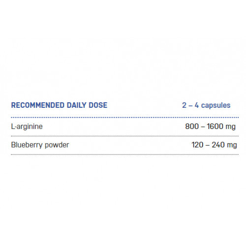 Ecosh L-Arginine With Blueberry Uztura batātinatājs L-arginīns ar mellenēm 90 kapsulas