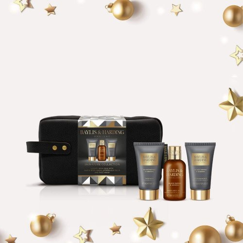 Baylis & Harding Signature Men's Black Pepper & Ginseng Gift Set Vīriešu ķermeņa kopšanas komplekts ar kosmētikas somiņu