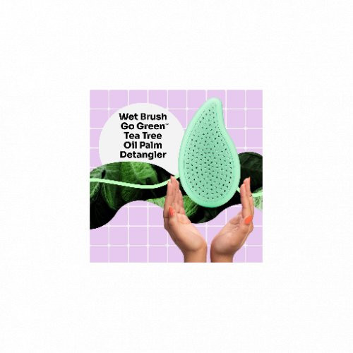 WetBrush Go Green Palm Plauksta ietilpstoša suka ar tējas koka eļļu Tea Tree Oil 