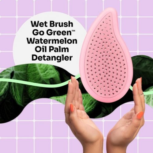 WetBrush Go Green Palm Plauksta ietilpstoša suka ar tējas koka eļļu Tea Tree Oil 