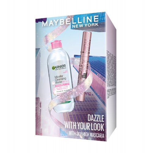 Maybelline Lash Sensational Sky High Mascara & Garnier Micellar Water Set Dāvanu komplekts