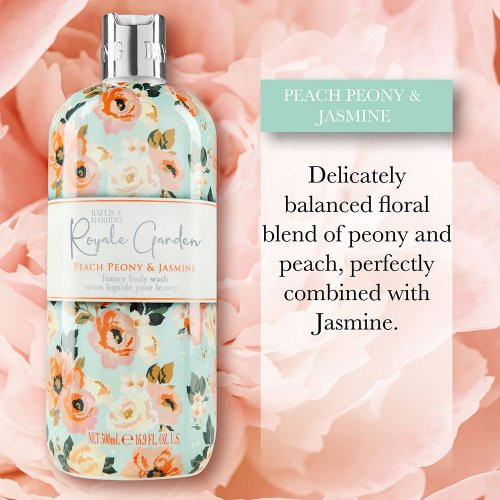 Baylis & Harding Luxury Body Wash Peach, Peony & Jasmine Luksusa ķermeņa mazgāšanas līdzeklis 500ml