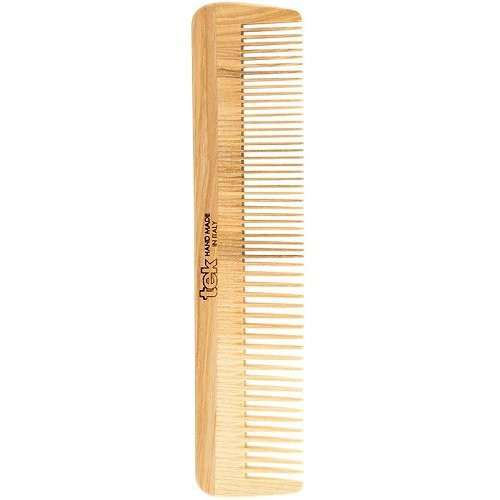 TEK Natural Ash Wood Thick and Very Thick Comb Koka matu ķemme ar šauriem un platiem zobiem, liela