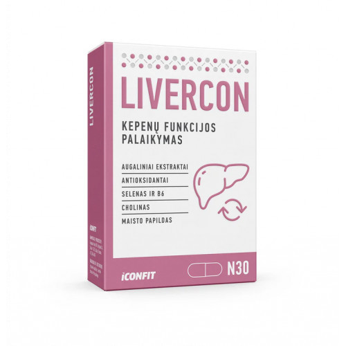 Iconfit Livercon Complex Capsules Kapsulas aknu funkciju atbalstam. 30 kapsulas