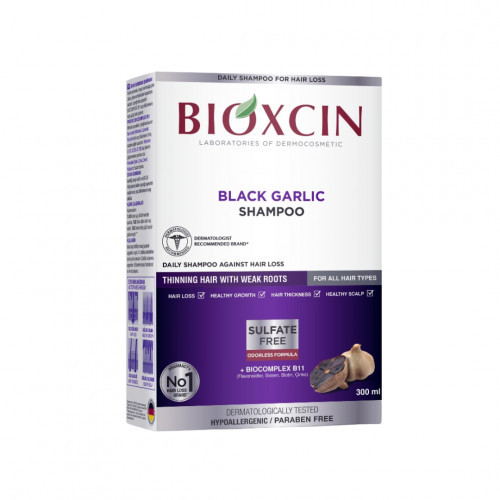 Bioxcin (Bioxsine) Dermagen Black Garlic Shampoo Šampūns pret matu izskrišanu ar melno ķiploku 300ml