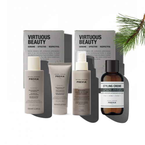 PREVIA Virtuous Beauty Travel Set Ceļojumu matu kopšanas piederumu komplekts