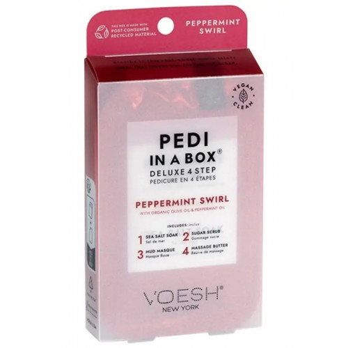 VOESH Pedi In A Box 4 in 1 Peppermint Swirl Kāju kopšanas procedūra ar piparmētru eļļu Komplekts