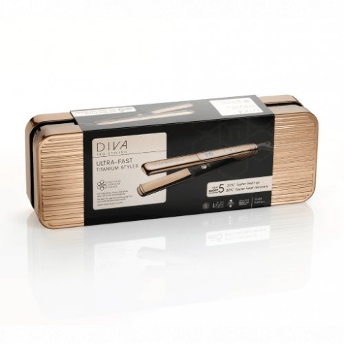 Diva Pro Styling Ultra Fast Gold Titanium Styler Taisnotājs ar titāna plāksnēm 1gab.