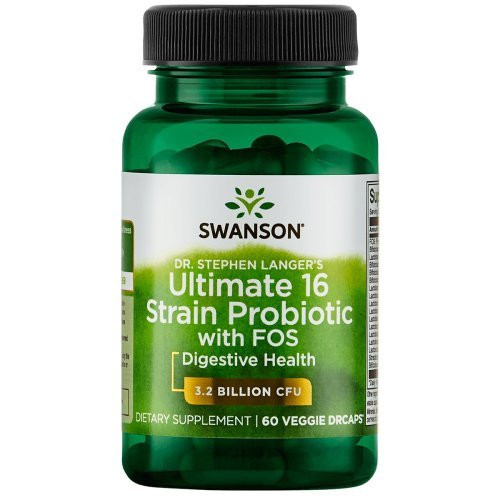 SWANSON Ultimate 16 Strain Probiotic with FOS Pienskābes baktērijas, Probiotikas 16 60 kapsulas