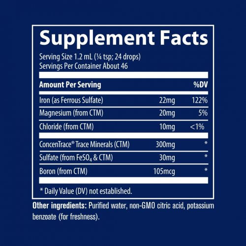 Trace Minerals Ionic Iron 22 mg Jonu dzelzs šķidrā formā 56ml