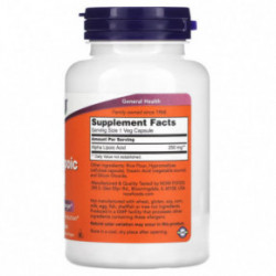 NOW Foods Alpha Lipoic Acid 250 mg Uztura bagātinātājs enerģijas uzturēšanai 60 kapsulas