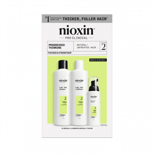 Nioxin Pro Clinical System 2 Kit Matu kopšanas komplekts stipri retinātiem, dabīgiem matiem 300ml+300ml+100ml