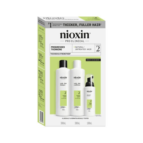 Nioxin Pro Clinical System 2 Kit Matu kopšanas komplekts stipri retinātiem, dabīgiem matiem 300ml+300ml+100ml