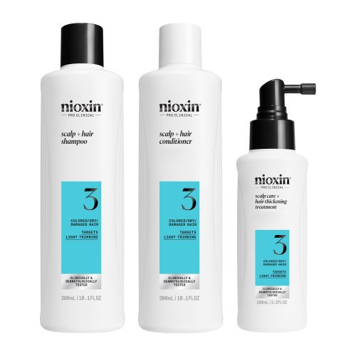 Nioxin Pro Clinical System 3 Kit Matu kopšanas komplekts viegli retinošiem matiem 300ml+300ml+100ml