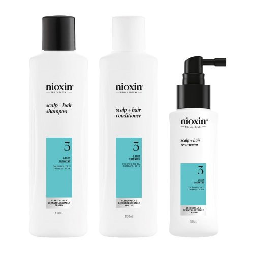 Nioxin Pro Clinical System 3 Kit Matu kopšanas komplekts viegli retinošiem matiem 300ml+300ml+100ml