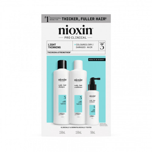 Nioxin Pro Clinical System 3 Kit Matu kopšanas komplekts viegli retinošiem matiem 300ml+300ml+100ml