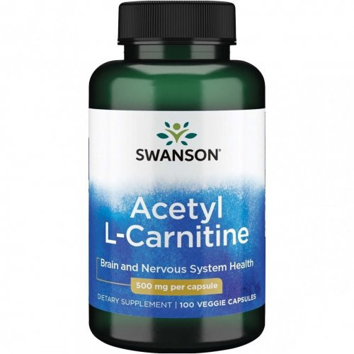 SWANSON Acetyl L-Carnitine 500mg Pārtikas papildinājums Acetil L-Karnitīns 100 kapsulas