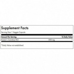 SWANSON Acetyl L-Carnitine 500mg Pārtikas papildinājums Acetil L-Karnitīns 100 kapsulas