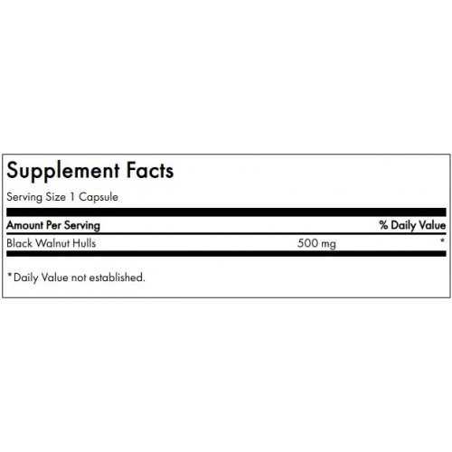 SWANSON Black Walnut Hulls Digestive Health 500mg Melnais valrieksts 60 kapsulas