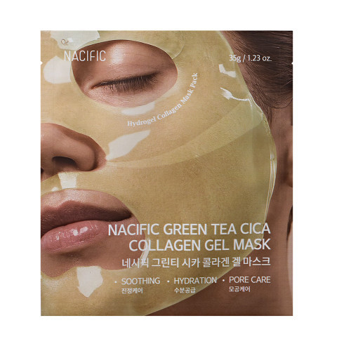 NACIFIC Green Tea Cica Collagen Gel Mask Kolagēna gēla maska ​​ar zaļo tēju un Āzijas centellas kompleksu 1gab.