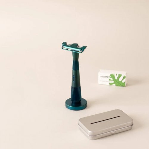 Leaf Shave Twig Single Edge Kit Komplekts ar viena asmeņa skuvekli Chrome