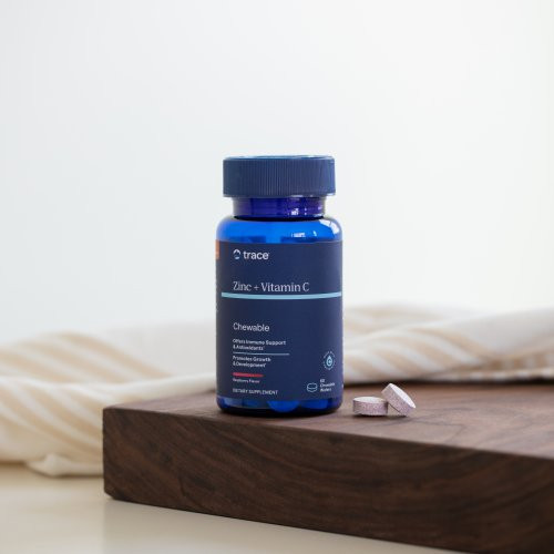 Trace Minerals Zinc + Vitamin C Chewable 40 mg | 250 mg Cinks + C vitamīns imunitātei 60 kapsulas