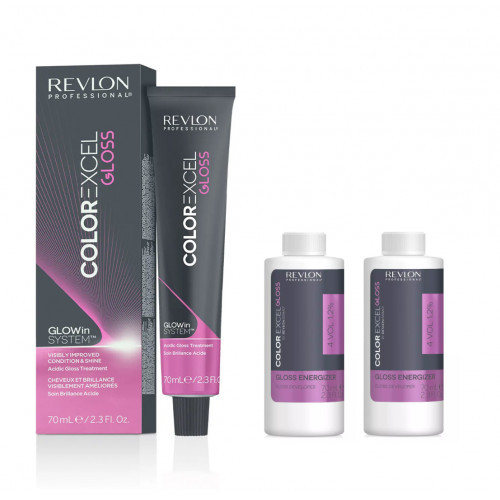 Revlon Professional Color Excel Gloss Acidic Gloss Treatment + Color Excel Gloss Energizer Matu krāsa un oksidatīva emulsija Komplekts