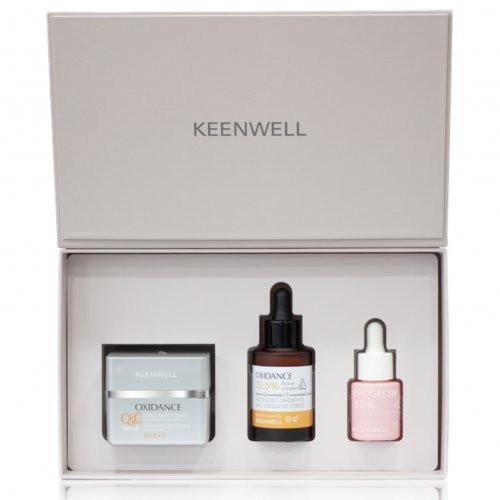 Keenwell Snow Drops Oxidance Kit Produktu komplekts, kas mitrina, piešķir ādai mirdzumu un padara to gaišāku. Komplekts