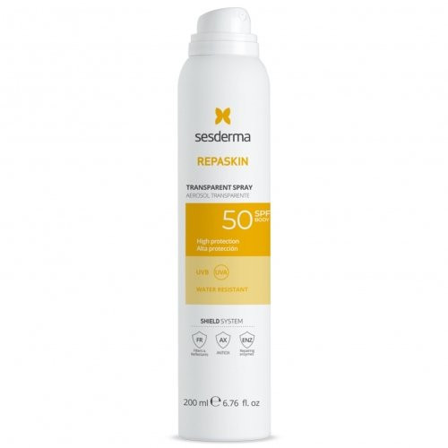 Sesderma Repaskin Transparent Spray SPF50 Saules aizsargsprejs ķermenim 200ml