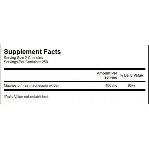 SWANSON Magnesium Oxide 200mg Muscle and Bone Health Magnijs 250 kapsulių