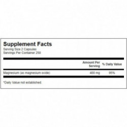 SWANSON Magnesium Oxide 200mg Muscle and Bone Health Magnijs 250 kapsulių
