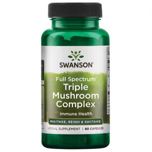 SWANSON Triple Mushroom Complex Immune Health Uztura bagātinātājs Maitake, Reishi un Shiitake 60 kapsulas