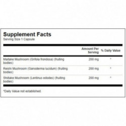 SWANSON Triple Mushroom Complex Immune Health Uztura bagātinātājs Maitake, Reishi un Shiitake 60 kapsulas