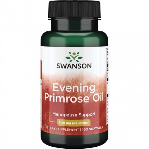 SWANSON Evening Primrose Oil 500mg Menopause Support Naktssveces eļļa 100 kapsulas