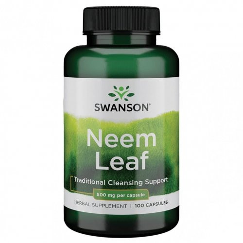 SWANSON Neem Leaf 500mg Traditional Cleansing Support Indijas ninbas lapu uztura bagātinātājs 100 kapsulas