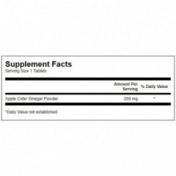 SWANSON Apple Cider Vinegar 200mg Detoxification Support Ābolu sidra etiķa uztura bagātinātājs 120 kapsulas